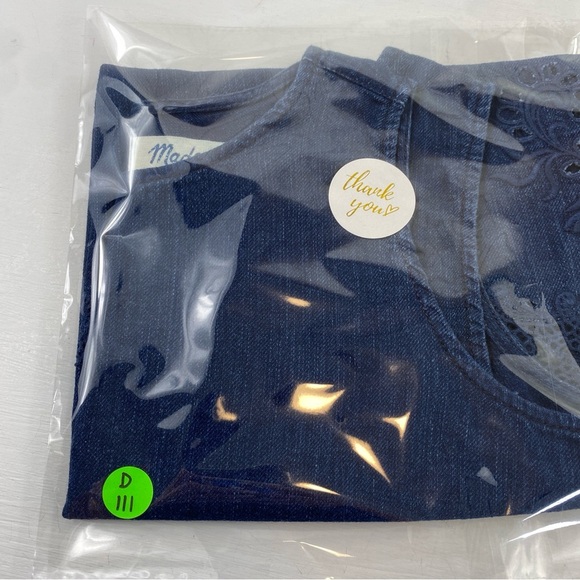 Madewell Iris Lace Denim Chambray Zippered Back Top Tank Size Small - Picture 11 of 11
